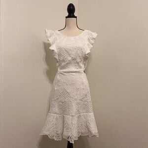 White Lace Dress Open Back